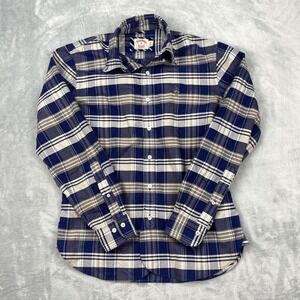 Brooks Brothers Button Down Shirt Men's Small Blue Plaid Long Sleeve Cotton